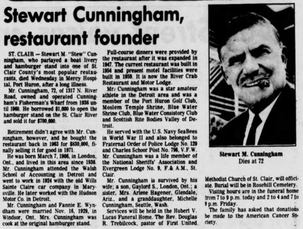 River Crab Blue Water Inn (Stew Cunninghams Fishermans Wharf) - Aug 1978 Stewart Cunningham Obituary (newer photo)